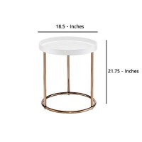 Benjara 2175 Inches Wooden Lipped Edge Side Table With Metal Legs, White