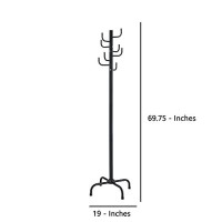 Benjara 6975 Inches 8 Prong Hook Coat Rack With Tubular Frame, Black