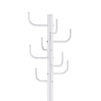 Benjara 6975 Inches 8 Prong Hook Coat Rack With Tubular Frame, White