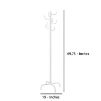 Benjara 6975 Inches 8 Prong Hook Coat Rack With Tubular Frame, White