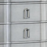 Contemporary 5 Drawer Wooden Chest with Rectangle Knobs, Silver