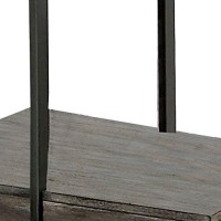 Benjara Industrial Square Wooden End Table With Sleek Metal Legs, Gray