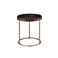 Benjara 2175 Inches Wooden Lipped Edge Side Table With Metal Legs, Brown