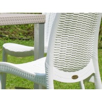 Lagoon, Rue - Set Of 2 Chairs 7025 - Injected Chair In High Quality Polypropylene, Uv Protection, Resistant To Humidity And Salt Climate. Finished In Imitation Rattan. (2, White)