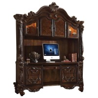 76 Inches Scrolled and Molded Computer Desk with Hutch, Brown