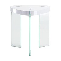 Benjara 23 Inches Plectrum Top End Table With Glass Legs, White