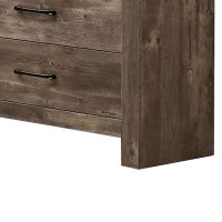 Farmhouse Style 6 Drawer Wooden Dresser with Panel Base, Natural Brown