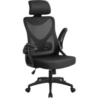 Yaheetech Ergonomic Office Chair High Back Desk Chair With Flipup Armrest And Headrest Mesh Computer Chair With Lumbar Suppor