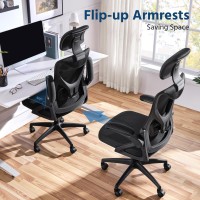 Yaheetech Ergonomic Office Chair High Back Desk Chair With Flipup Armrest And Headrest Mesh Computer Chair With Lumbar Suppor