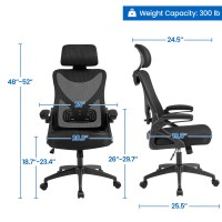 Yaheetech Ergonomic Office Chair High Back Desk Chair With Flipup Armrest And Headrest Mesh Computer Chair With Lumbar Suppor