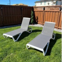 Domi Outdoor Living Outdoor Chaise Lounge - Adjustable Aluminum Patio Lounge,Plastic Pool Lounge Chair (1 Grey Chair W/O Table)