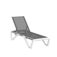 Domi Outdoor Living Outdoor Chaise Lounge - Adjustable Aluminum Patio Lounge,Plastic Pool Lounge Chair (1 Grey Chair W/O Table)