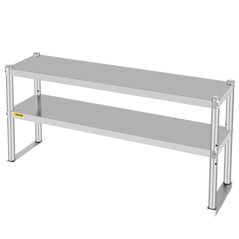 Vevor Double Overshelf, Double Tier Stainless Steel Overshelf, 48 X 12 X 24 In Double Deck Overshelf, Height Adjustable Overshelf For Prep & Work Table In Kitchen, Restaurant