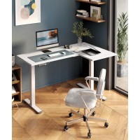 Flexispot Pro Corner Desk Dual Motor L Shaped Computer Electric Standing Desk Sit Stand Up Desk Height Adjustable White Desk Home Office Table With Splice Board, 63X40