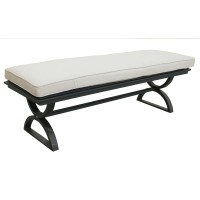 Patio Outdoor Aluminum Dining Bench With Cushion, Chocolate Silkcanvas Natural(D0102H7C6Fx)