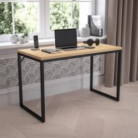 Tiverton Industrial Modern Desk - Commercial Grade Office Computer Desk and Home Office Desk - 47 Long (Maple/Black)