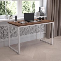 Tiverton Industrial Modern Desk - Commercial Grade Office Computer Desk and Home Office Desk - 47 Long (Walnut/White)