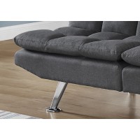 Monarch Specialties Armless Convertible BiscuitTufted Pillow TopMultiPosition SplitBack Futon Sofas 70 L Dark Grey Linen