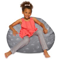 Posh Creations Bean Bag Chair For Kids Teens And Adults Includes Removable And Machine Washable Cover Canvas White Dandelions