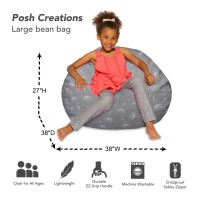 Posh Creations Bean Bag Chair For Kids Teens And Adults Includes Removable And Machine Washable Cover Canvas White Dandelions