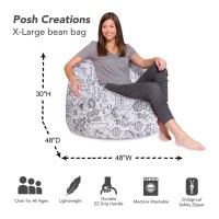 Posh Creations Bean Bag Chair For Kids Teens And Adults Includes Removable And Machine Washable Cover 48In Xlarge Canvas