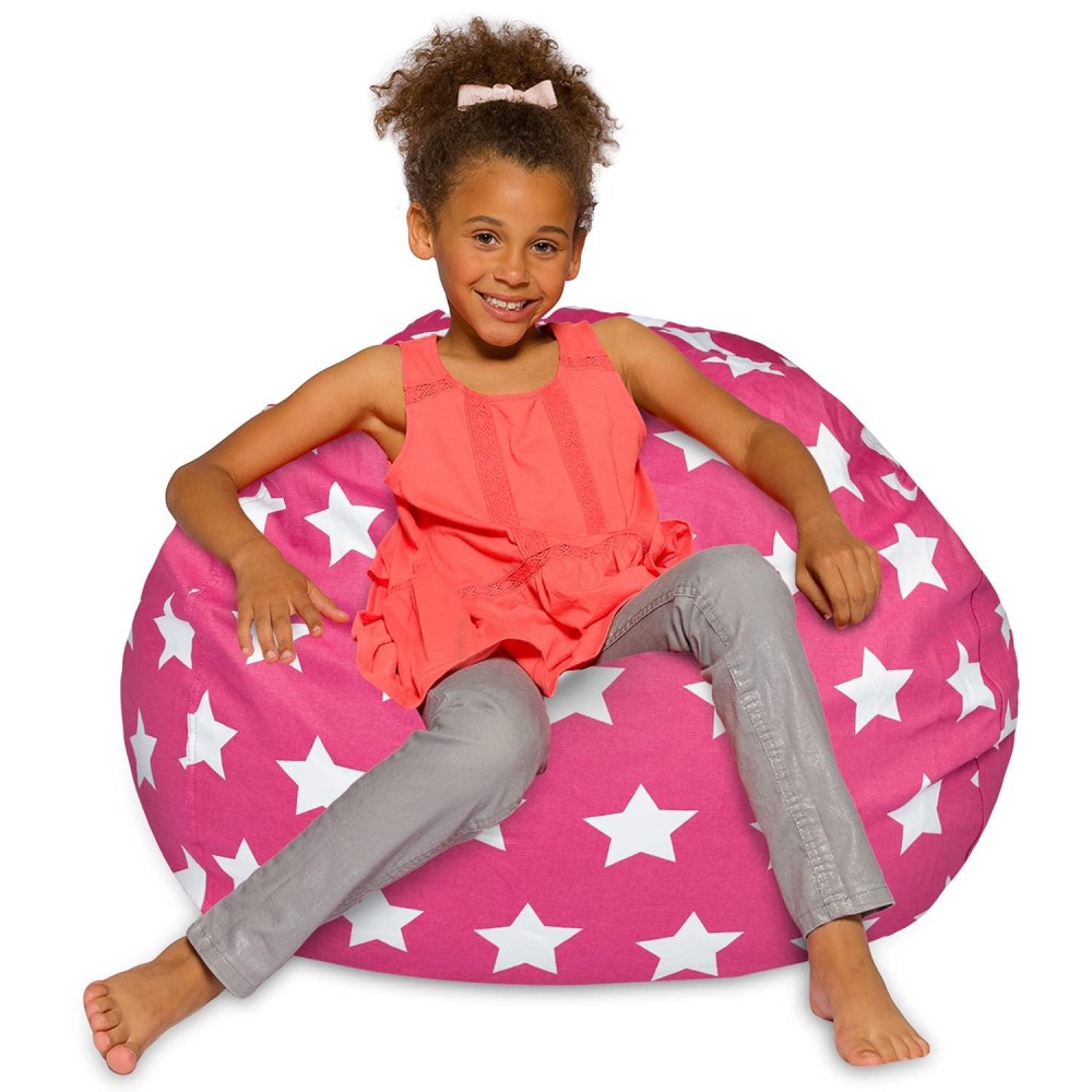 Posh Creations Bean Bag Chair For Kids Teens And Adults Includes Removable And Machine Washable Cover 38In Large Canvas Wh