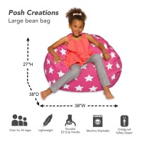 Posh Creations Bean Bag Chair For Kids Teens And Adults Includes Removable And Machine Washable Cover 38In Large Canvas Wh