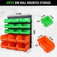 Swanlake 30Pcs Wall Mounted Storage Bins  Plastic Garage Rack Screw Storage Tool Organizers.