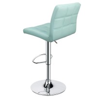 Modern Square Pu Leather Adjustable Bar Stools With Back,Set Of 2,Counter Height Swivel Stool By Leopard (Mint Green)