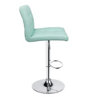 Modern Square Pu Leather Adjustable Bar Stools With Back,Set Of 2,Counter Height Swivel Stool By Leopard (Mint Green)