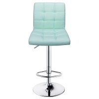 Modern Square Pu Leather Adjustable Bar Stools With Back,Set Of 2,Counter Height Swivel Stool By Leopard (Mint Green)