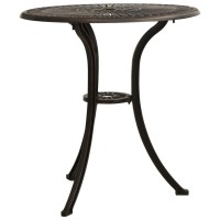 Vidaxl Cast Aluminum Patio Table, Round Outdoor Table With Umbrella Hole, Bronze, 24.4