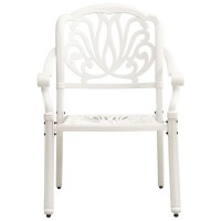 Vidaxl Set Of 2 Cast Aluminum White Patio Chairs - Weather Resistant, Durable & Elegant Outdoor Dining Seating Furniture