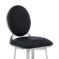 Benjara 30 Inches Leatherette Barstool With Round Backrest, Black