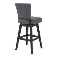 Benjara 31 Inches Diamond Tufted Fabric Padded Swivel Barstool, Gray