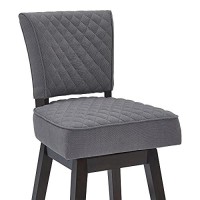 Benjara 31 Inches Diamond Tufted Fabric Padded Swivel Barstool, Gray