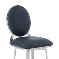 Benjara 30 Inches Leatherette Barstool With Round Backrest, Gray