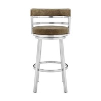 Benjara 30 Inch Leatherette Counter Height Barstool, Silver And Brown