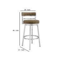 Benjara 30 Inch Leatherette Counter Height Barstool, Silver And Brown