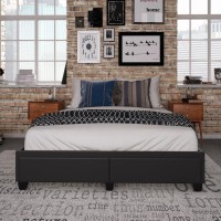 Parma Upholstered Faux Leather Platform Storage Bed Black