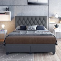 Salerno Linen Upholstered Tufted Platform Storage Bed Frame BLACK