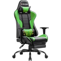 Homall Gaming Chair Massage Computer Office Chair Ergonomic Desk Chair With Footrest Racing Executive Swivel Chair Adjustable Rolling Task Chair (Light Green)