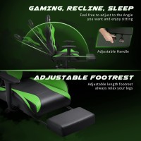 Homall Gaming Chair Massage Computer Office Chair Ergonomic Desk Chair With Footrest Racing Executive Swivel Chair Adjustable Rolling Task Chair (Light Green)