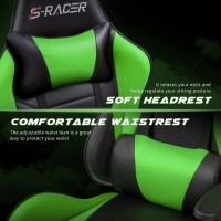 Homall Gaming Chair Massage Computer Office Chair Ergonomic Desk Chair With Footrest Racing Executive Swivel Chair Adjustable Rolling Task Chair (Light Green)