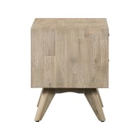 Mid Century Style 2 Drawer Wooden Nightstand, Brown