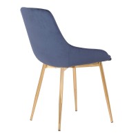 Countered Fabric Upholstered Dining Chair with Sleek Metal Legs, Blue