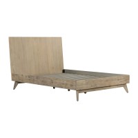 Mid Century Wooden Platform Queen Bed, Brown