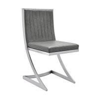 Benjara Leatherette Dining Chair With Cantilever Base, Set Of 2, Gray