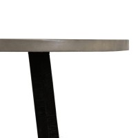 55 Inches Round Concrete Top Dining Table, Gray and Black