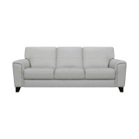 87 Inch Modern Leather Sofa with Stitched Details, Dove Gray